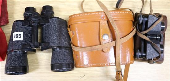 Three sets of binoculars including Zeiss
